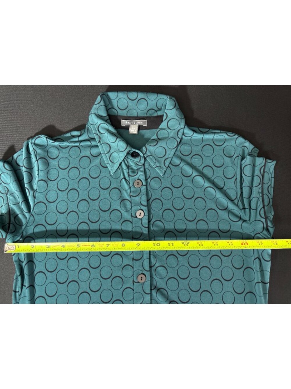 APT. 9 Teal Polka Dot Dress Y2K Women's Size PM Vintage Midi Waist Dress - Picture 12 of 14